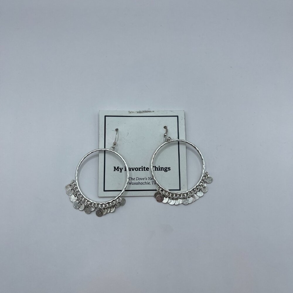 NWT Silver Hoops with Dangle Fringe Earrings